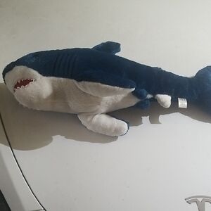 Navy and White Plush Shark Toy for Fish